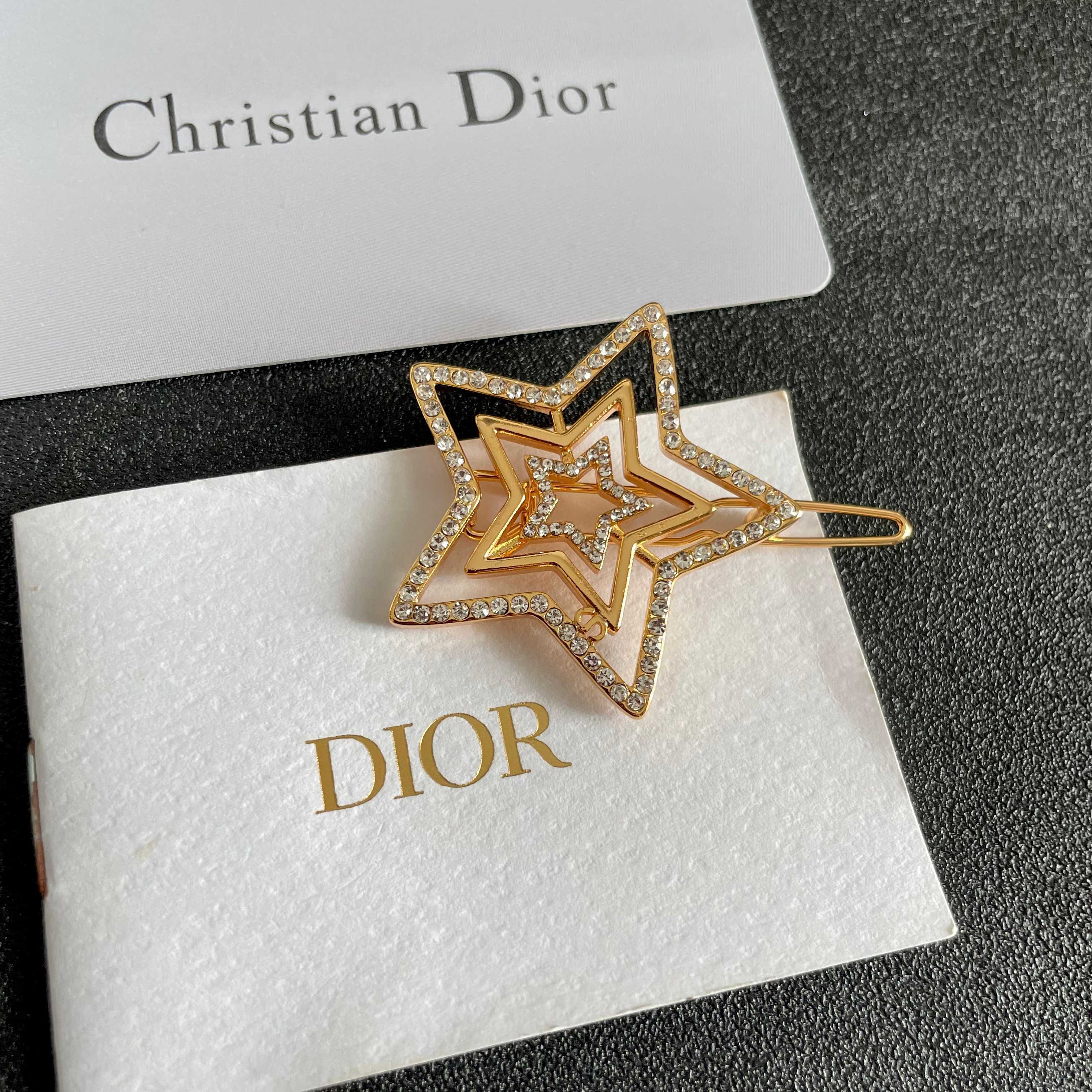 Dior Gold Star Hair Clip with Rhinestones